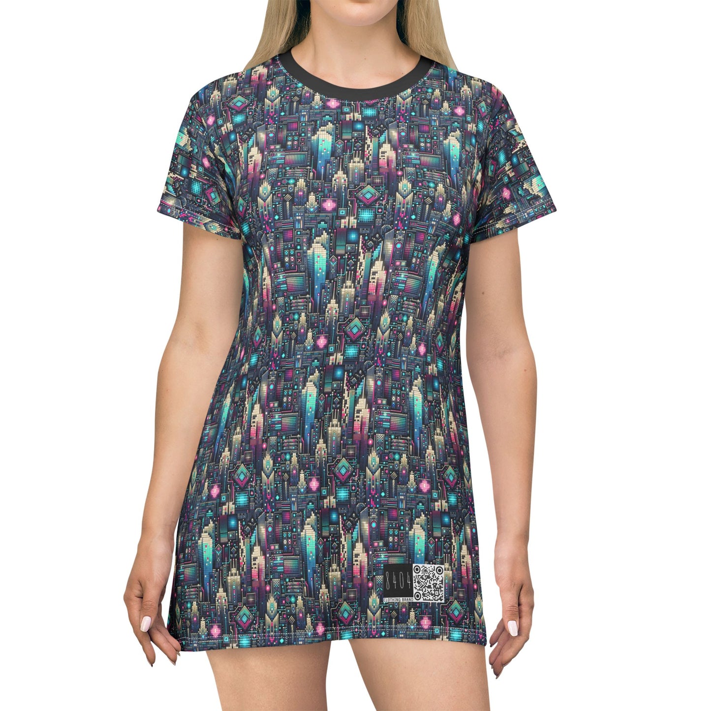 Digital Renaissance Tech-Forward Maximalism T-Shirt Dress - 8404 Design-56