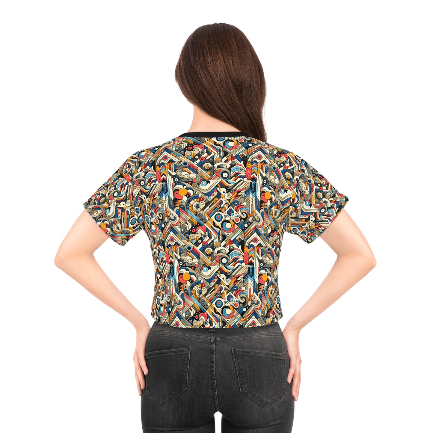 Abstract Graphic Art Modern Artistic Expression Crop Tee - 8404 Design-62
