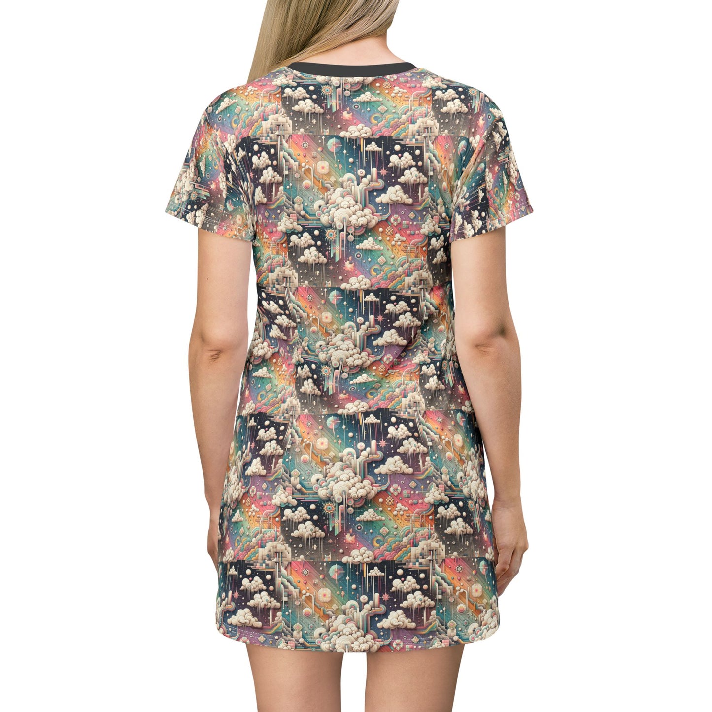 Digital Dreamland Whimsical and Nostalgic Streetwear With a Digital Twist T-Shirt Dress - 8404 Design-52