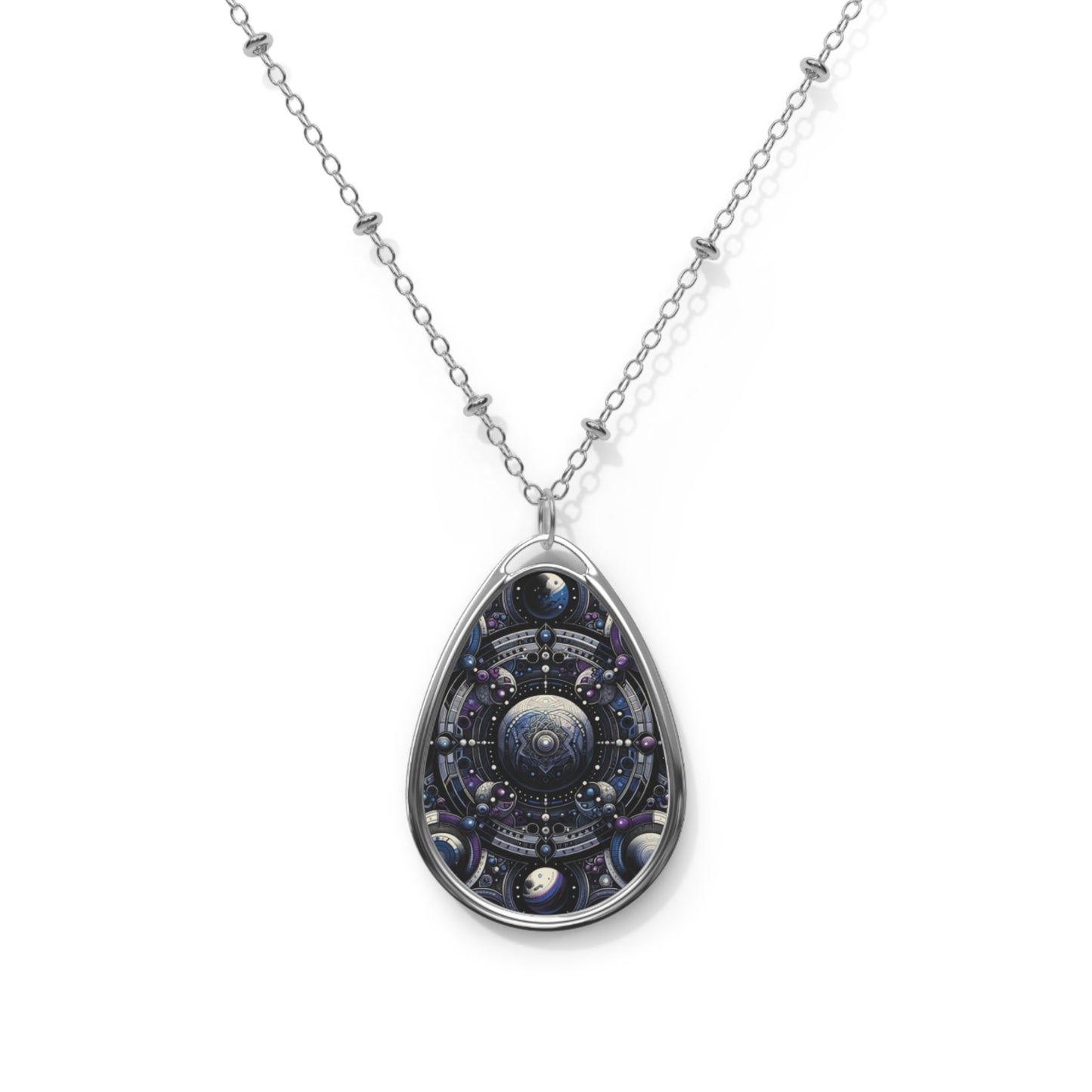 Tech Astronaut Tech-Forward Streetwear Meets Space Exploration Oval Necklace - 8404 Design-46