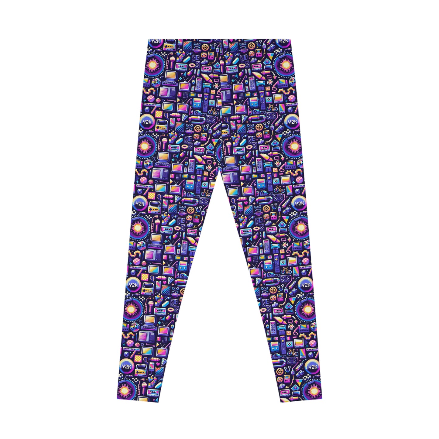 Digital Nostalgia Modern Retro Fusion Stretch Leggings - 8404 Design-64