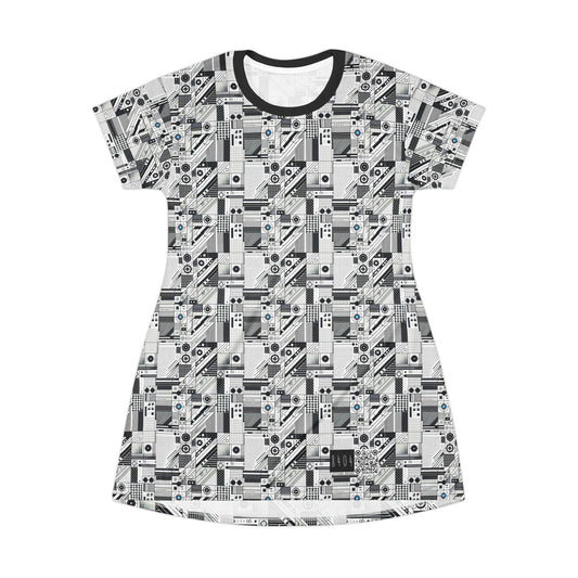 Digital Minimalism Minimalist Tech T-Shirt Dress - 8404 Design-52