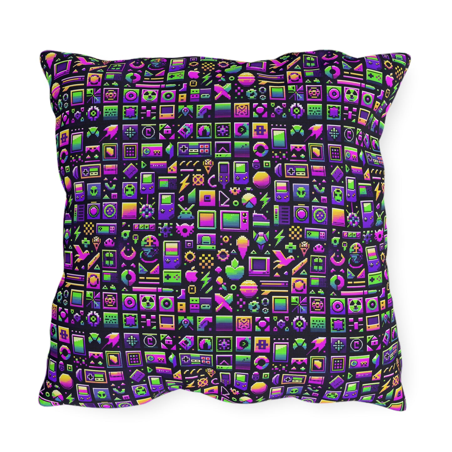 Digital Nostalgia Remix Modern Vintage Fusion Outdoor Pillow - 8404 Design-49