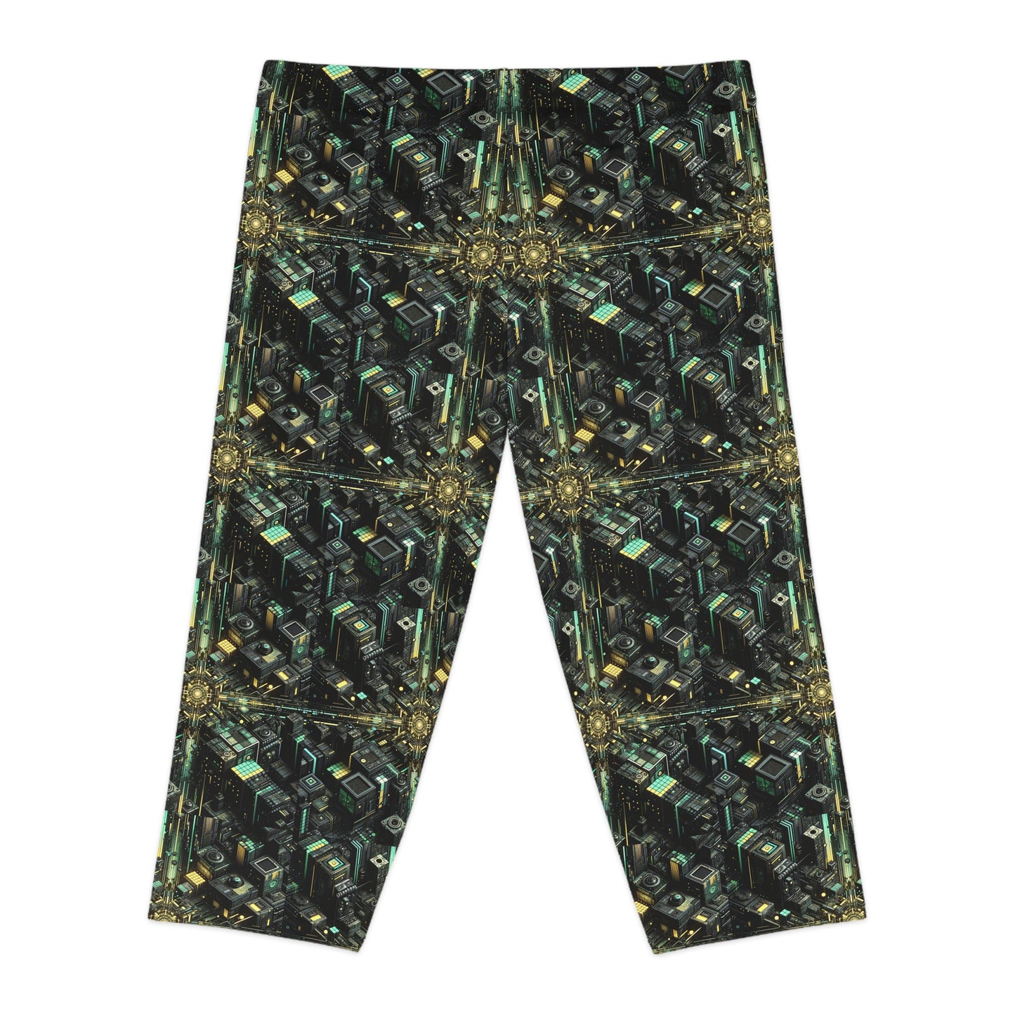 Tech Noir Graphics Tech-Inspired Streetwear Women's Capri Leggings - 8404 Design-66
