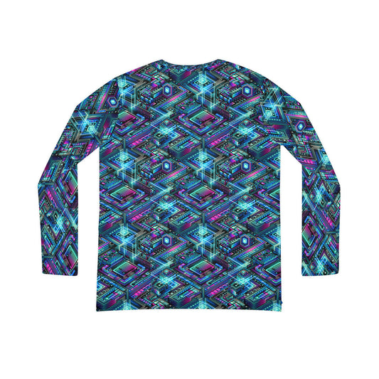 Digital Dreamland Futuristic Tech Aesthetic Women's Long Sleeve V-Neck Shirt - 8404 Design-42