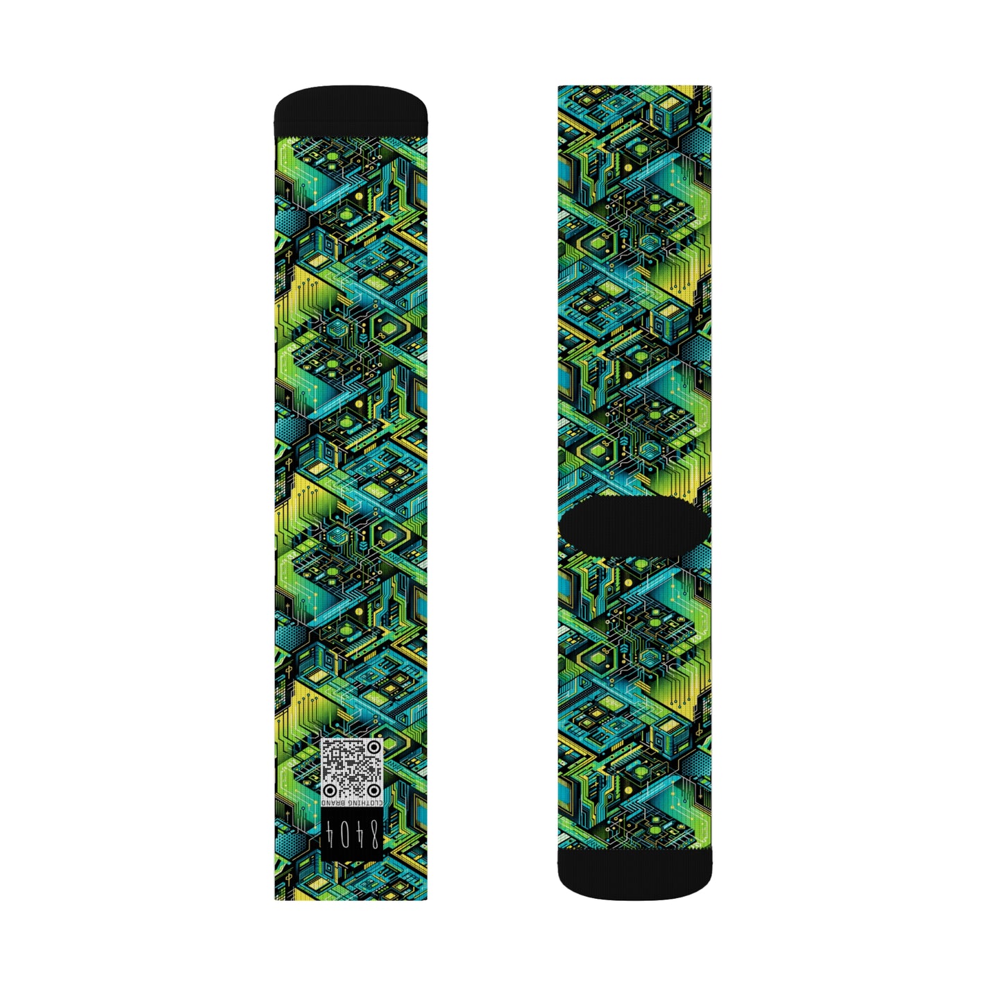 Tech-Infused Neon Tech-Forward Streetwear Sublimation Socks - 8404 Design-38