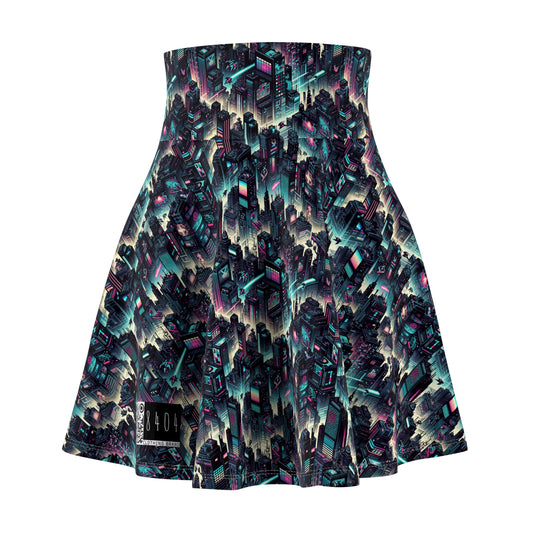 Digital Rebellion Tech-Inspired Streetwear Women's Skater Skirt - 8404 Design-51