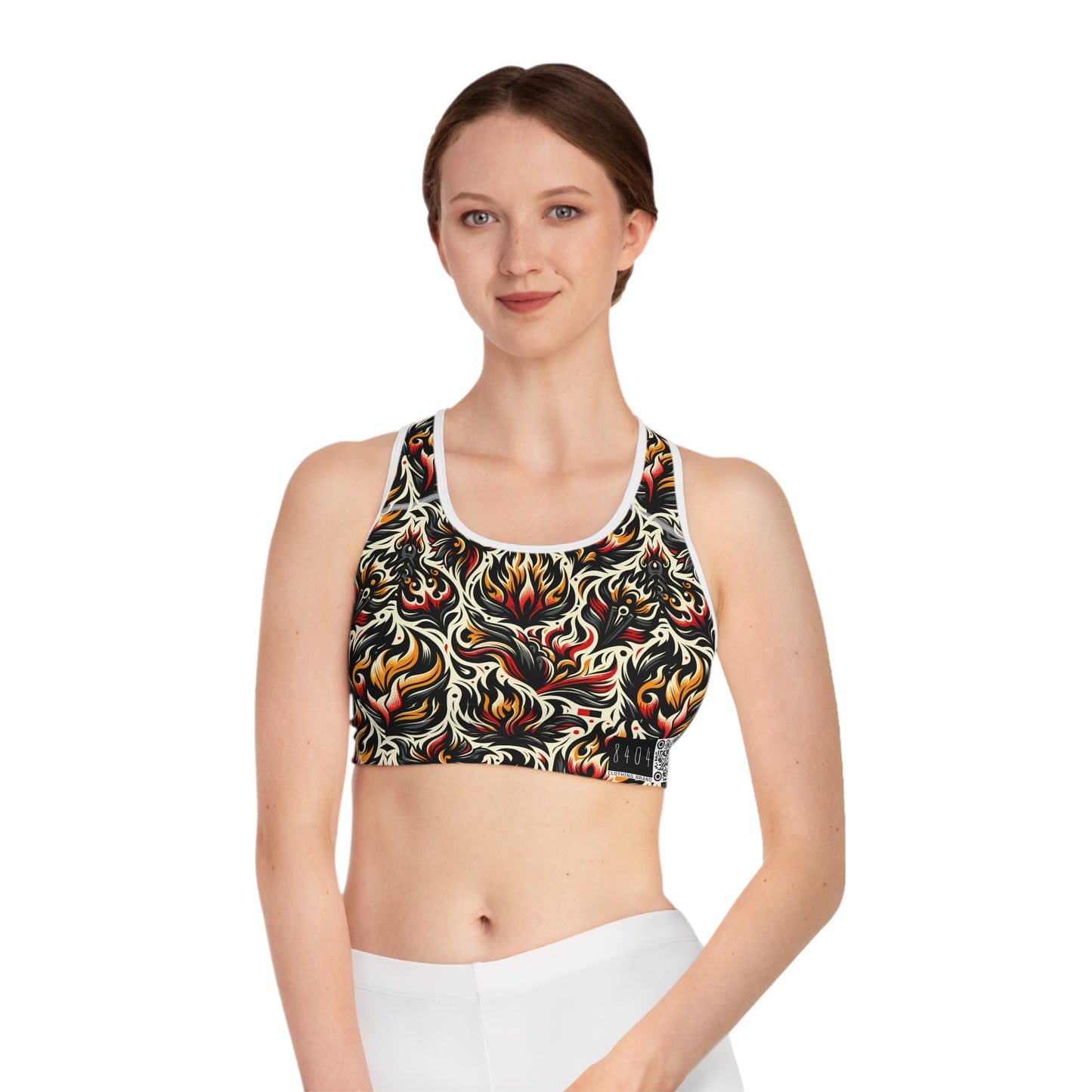 Fire & Flames Bold Streetwear Statement Sports Bra - 8404 Design-57