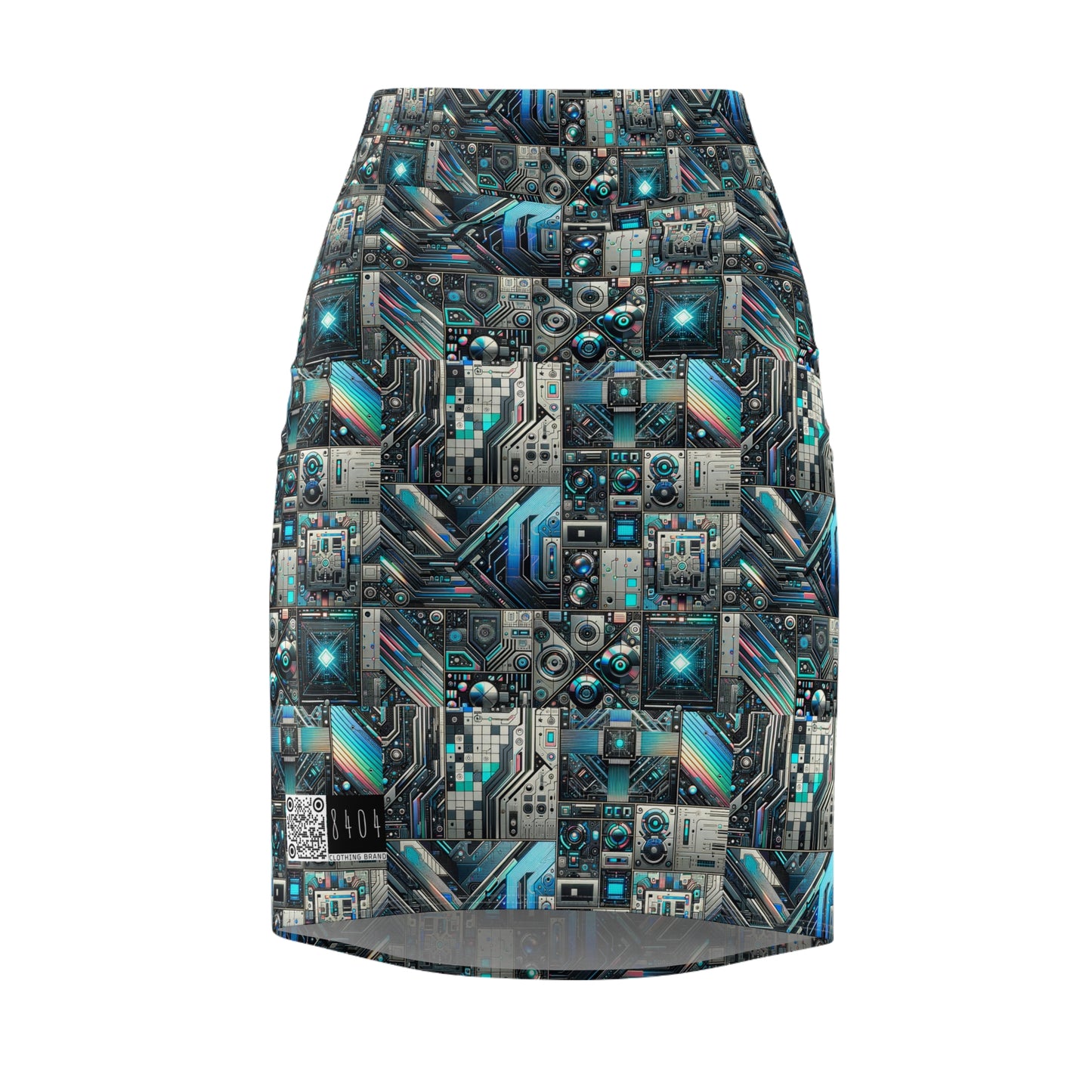 Tech-Infused Futurism Sleek Tech Edge Women's Pencil Skirt - 8404 Design-48