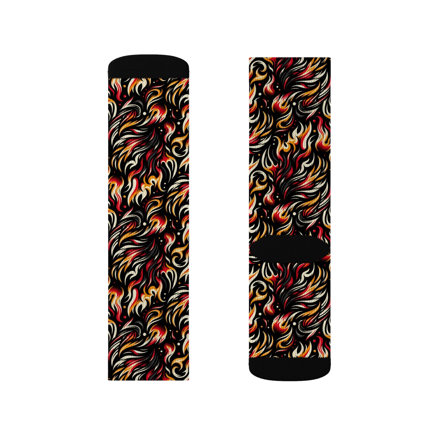 Fire & Flames Bold Streetwear Statement Sublimation Socks - 8404 Design-60
