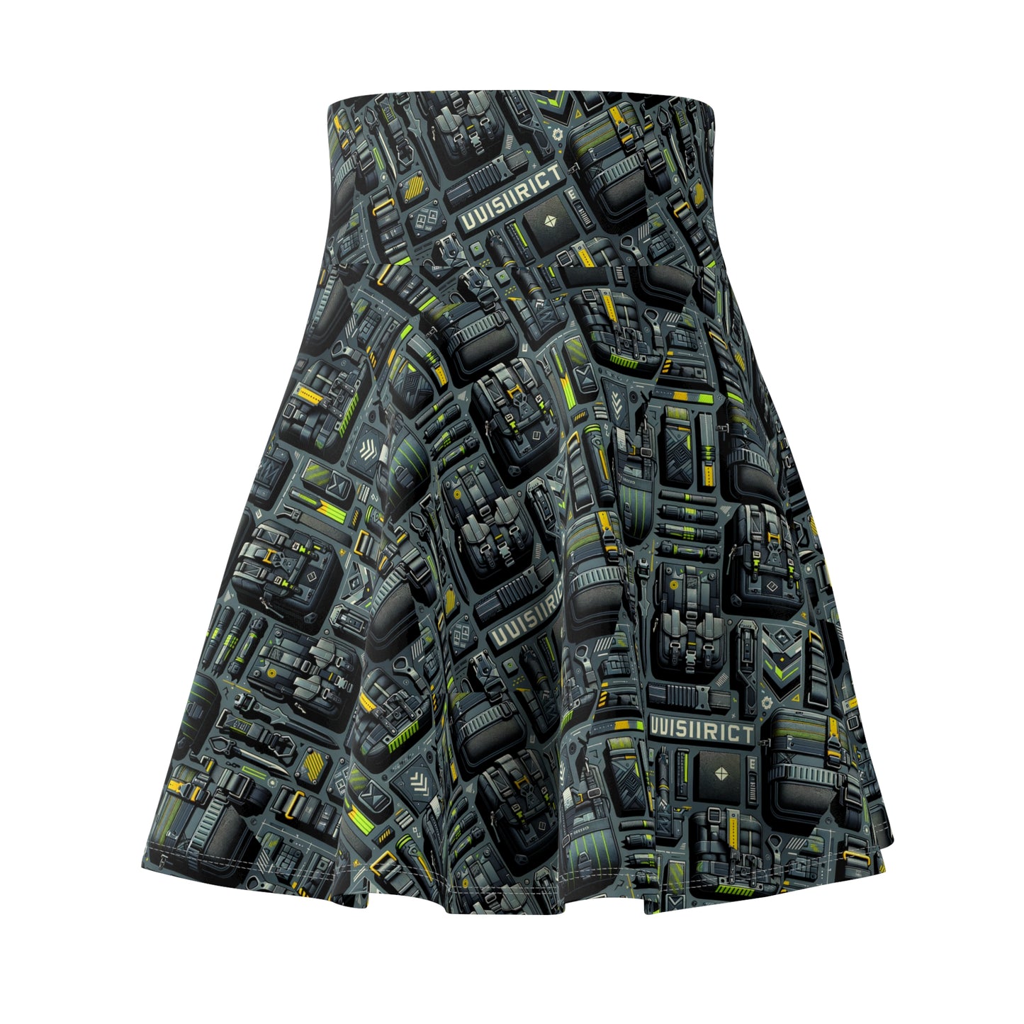 Tech Utility Streetwear Futuristic Tech-Forward Women's Skater Skirt - 8404 Design-47