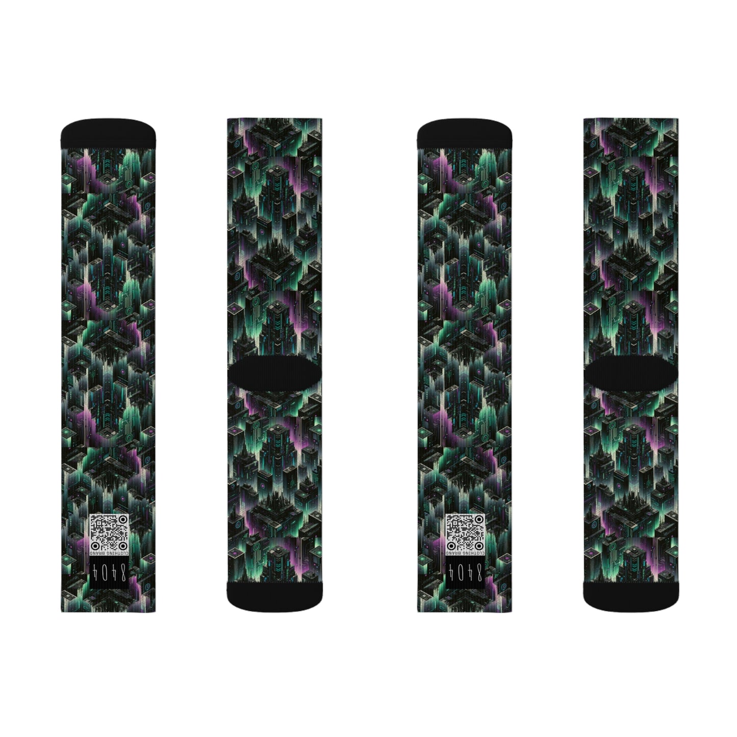 Tech Noir Aesthetics Tech-Forward Urban Dystopia Sublimation Socks - 8404 Design-44