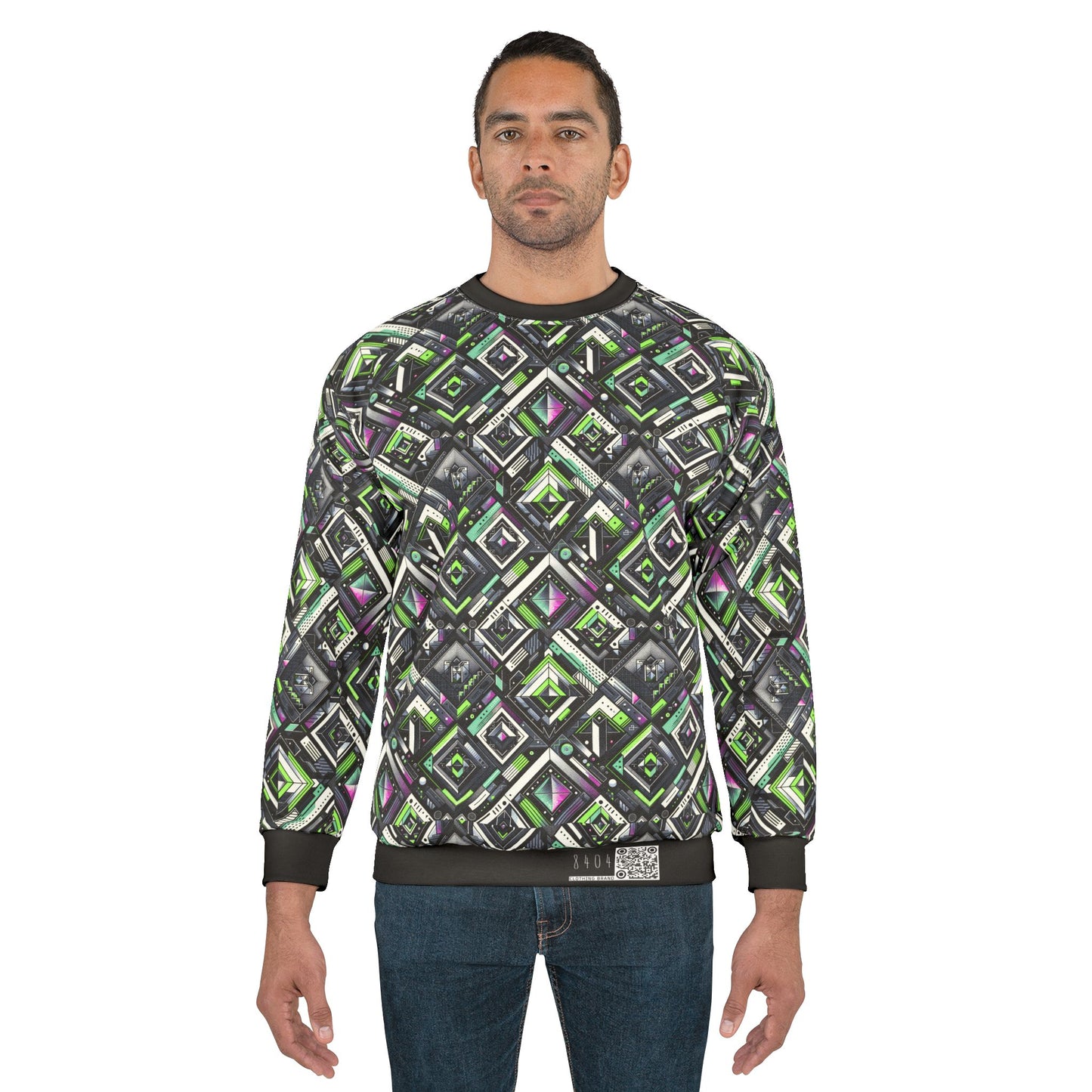 Retro Futurism Graphics Tech-Forward Streetwear Sweatshirt - 8404 Design-48