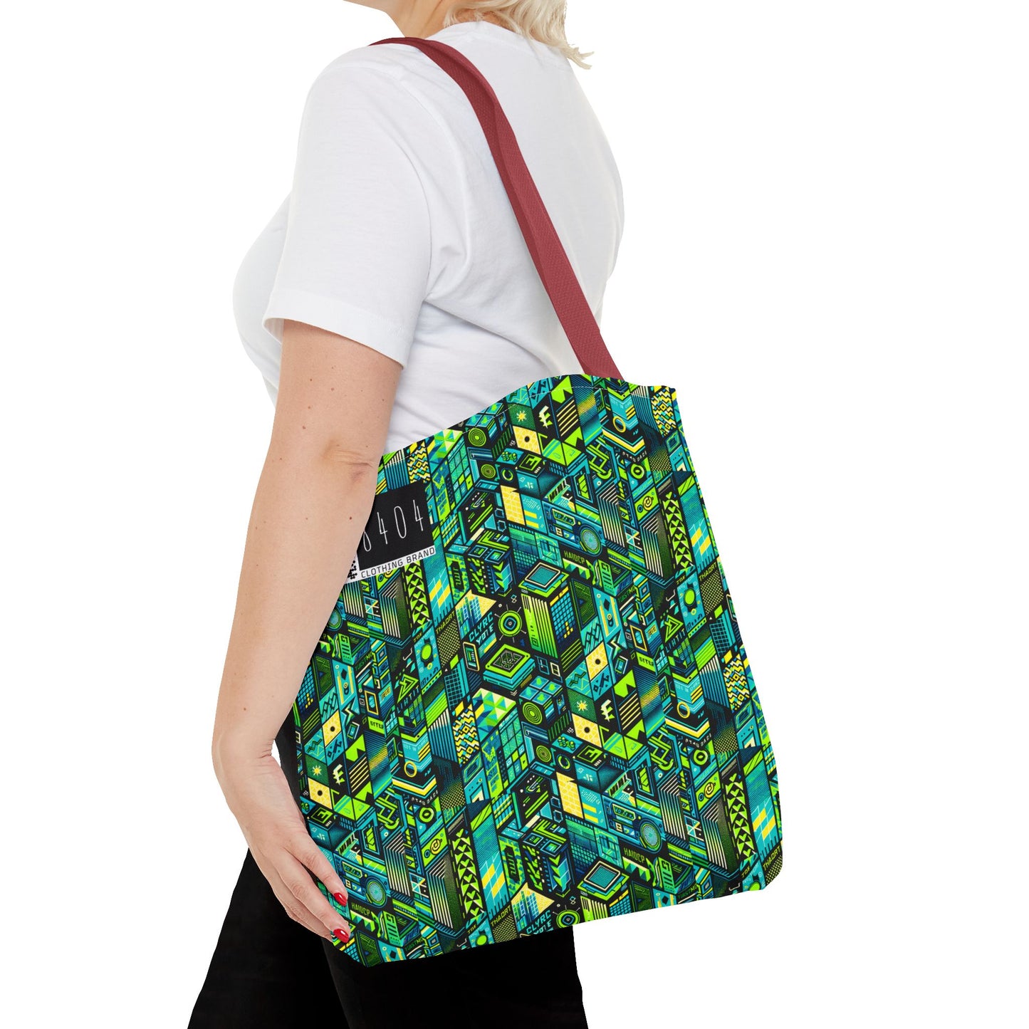 Tech-Infused Neon Tech-Forward Streetwear Tote Bag - 8404 Design-61