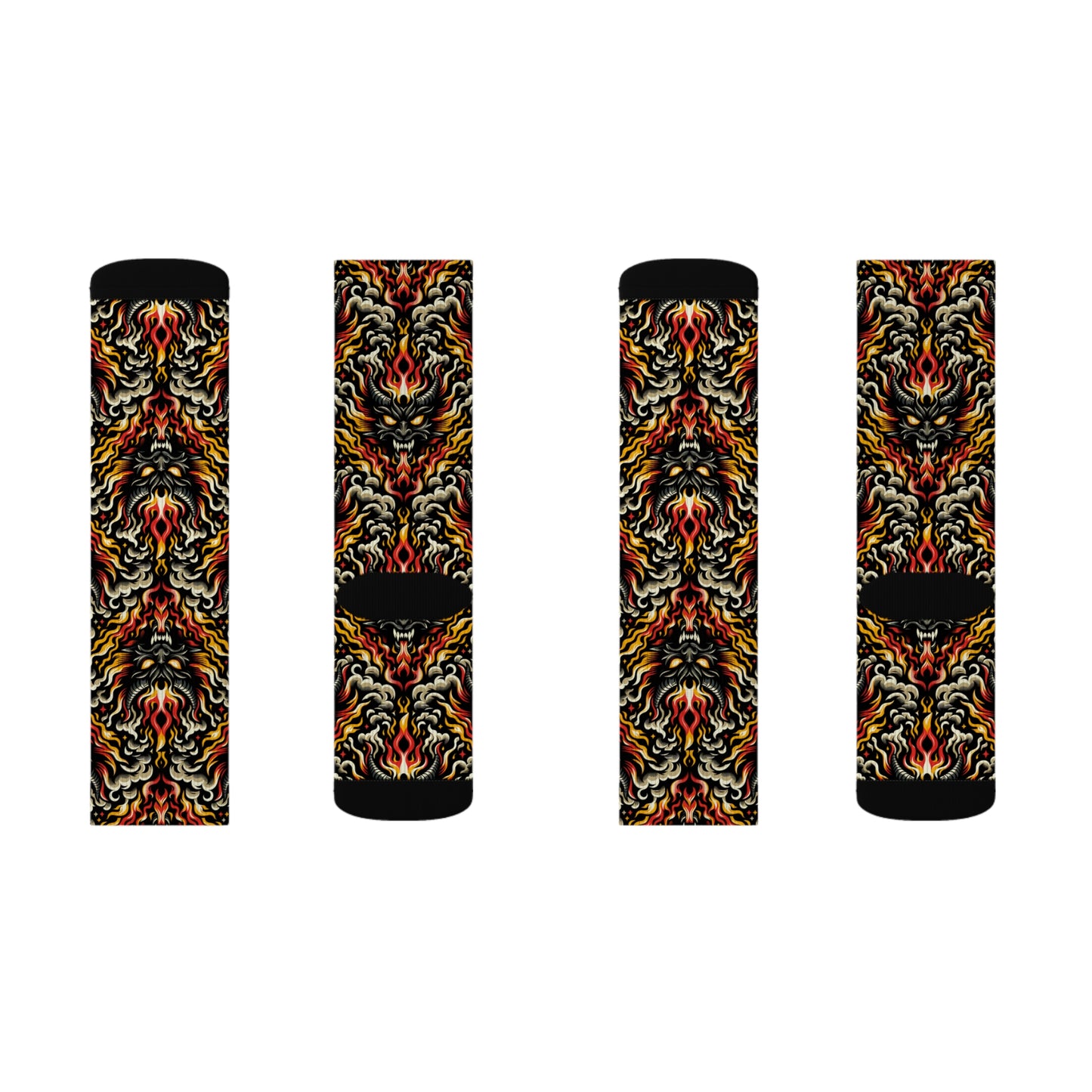 Flame Graphics Maximalist Streetwear Sublimation Socks - 8404 Design-59