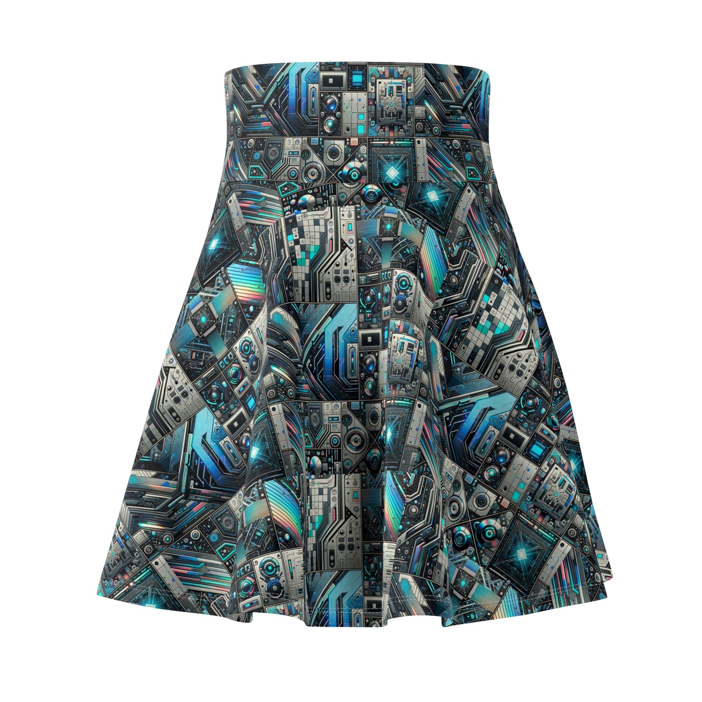 Tech-Infused Futurism Sleek Tech Edge Women's Skater Skirt - 8404 Design-48