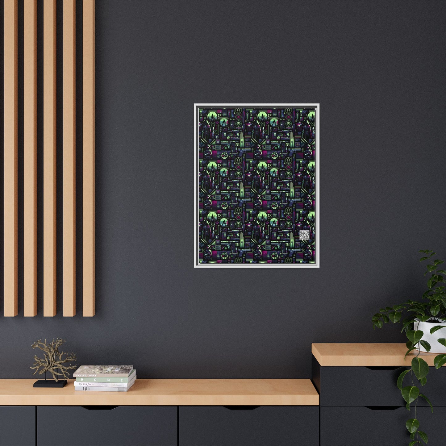 Tech Noir Futuristic Cyberpunk Matte Canvas, Framed (multi-Color) - 8404 Design-63 A