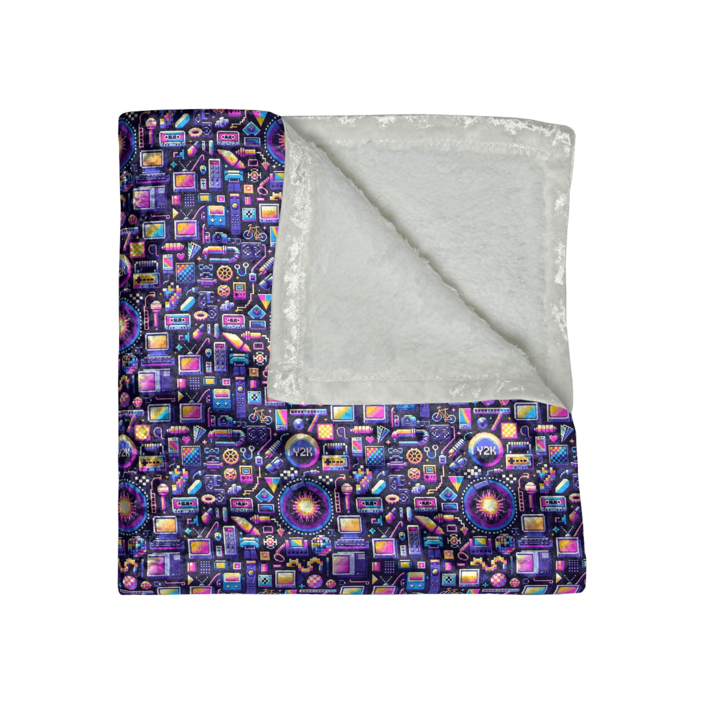 Digital Nostalgia Modern Retro Fusion Crushed Velvet Blanket - 8404 Design-64