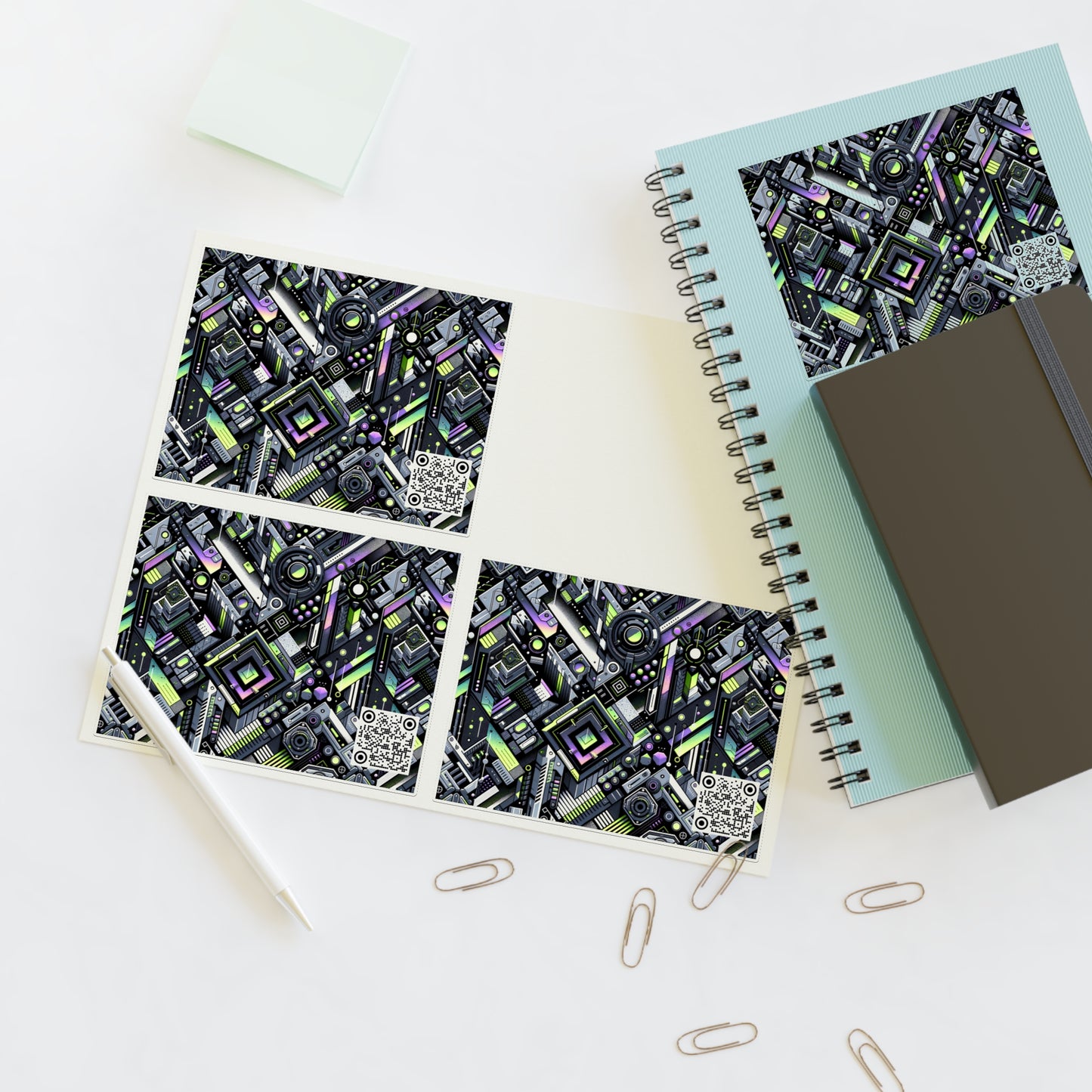 Retro Futurism Graphics Tech-Forward Streetwear Sticker Sheets - 8404 Design-49