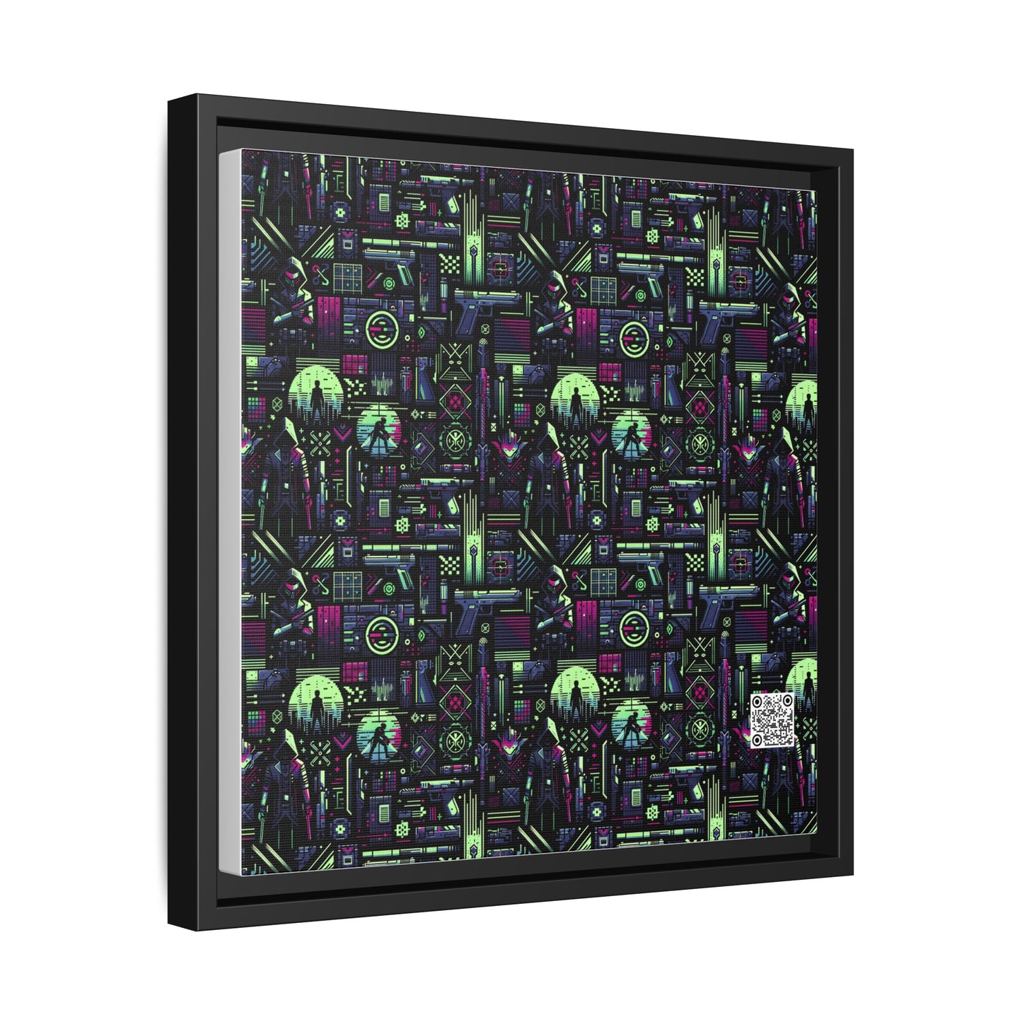 Tech Noir Futuristic Cyberpunk Matte Canvas, Framed (multi-Color) - 8404 Design-63 A