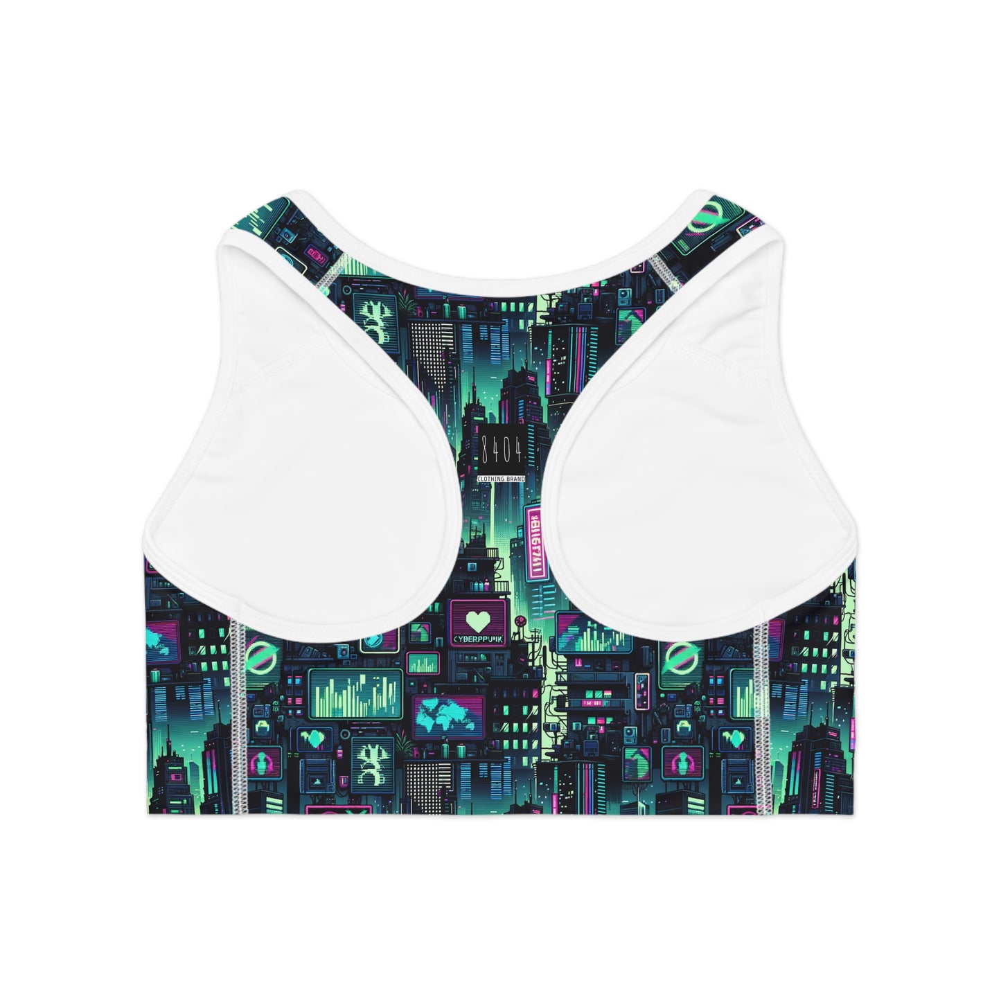 Tech Noir Graphics Futuristic Cyberpunk Sports Bra - 8404 Design-52