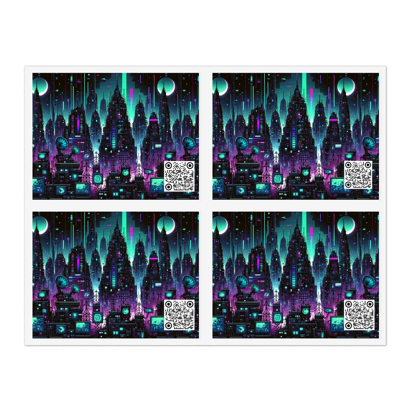 Tech Noir Graphics Futuristic Cyberpunk Sticker Sheets - 8404 Design-54