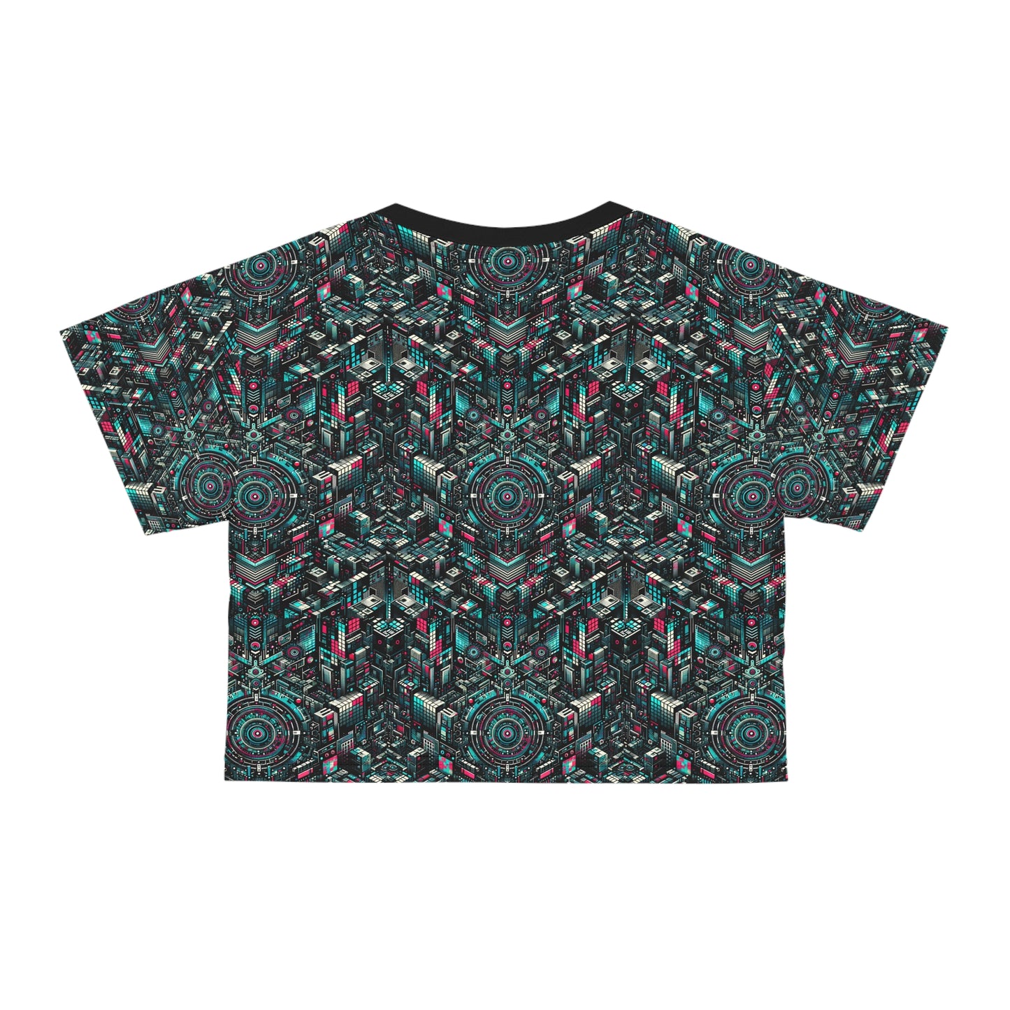 Digital Rebellion Tech-Inspired Streetwear Crop Tee - 8404 Design-54
