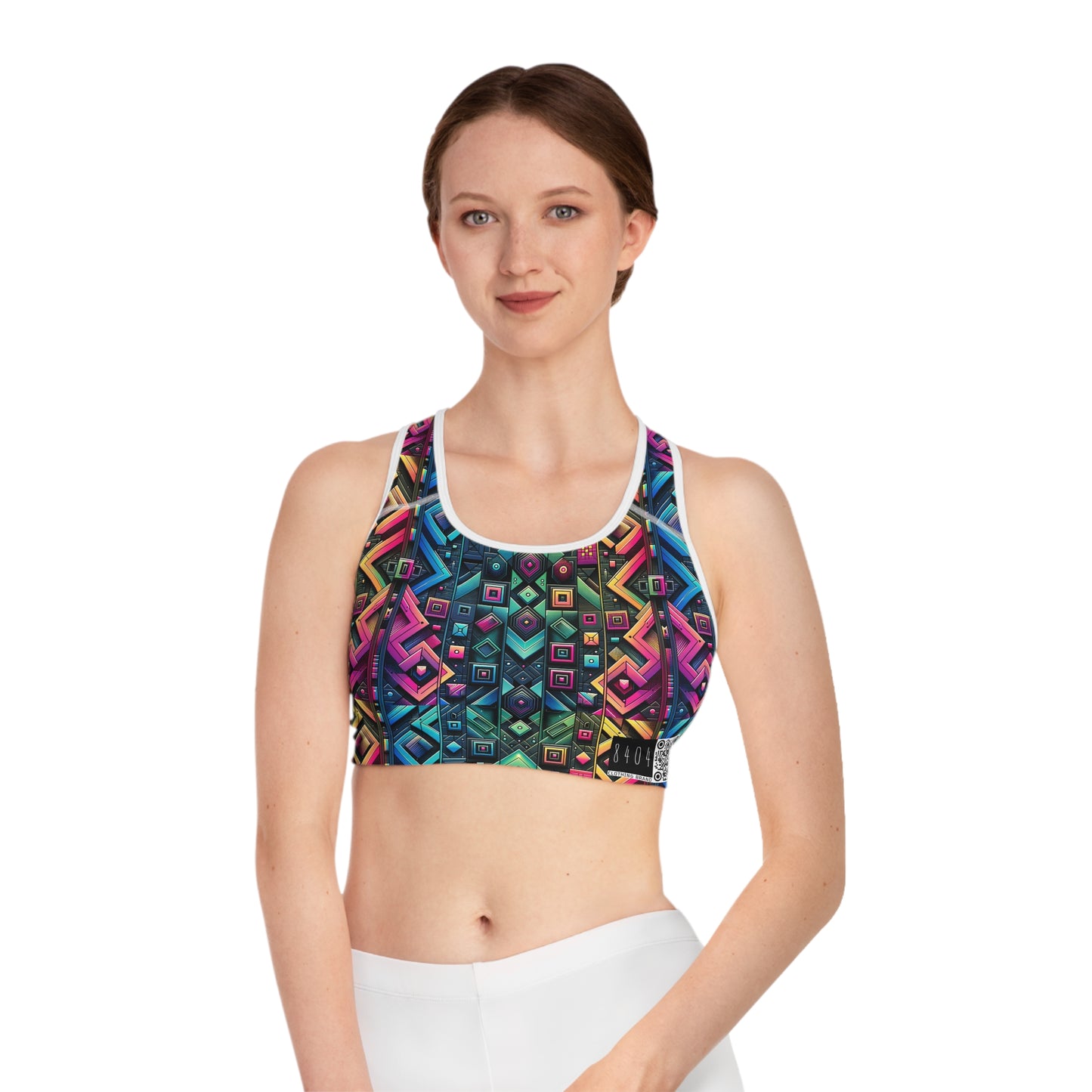 Tech-Inspired Graphics Cyberpunk Cool Sports Bra - 8404 Design-58