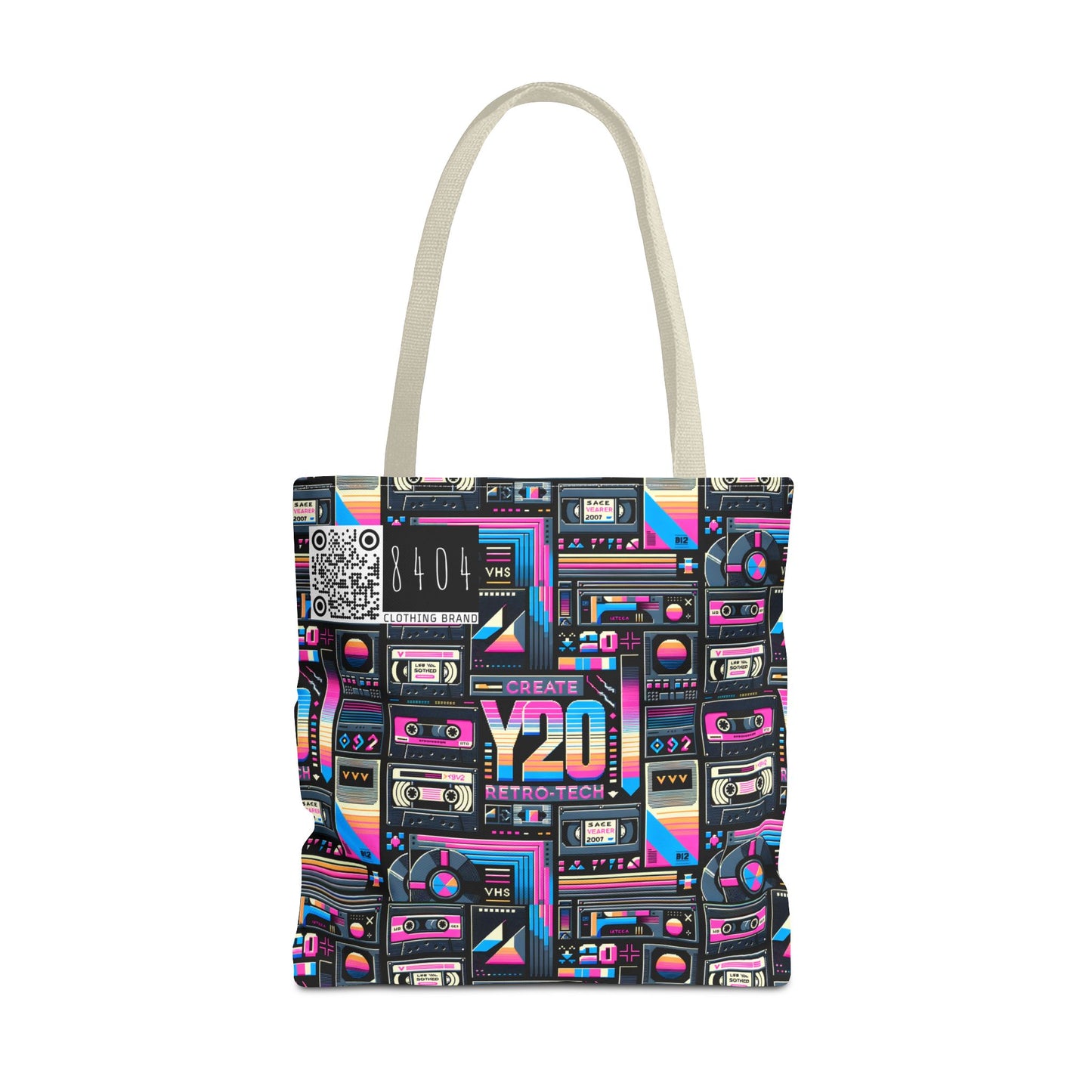 Digital Nostalgia Tech-Inspired Retro Fusion Tote Bag - 8404 Design-65
