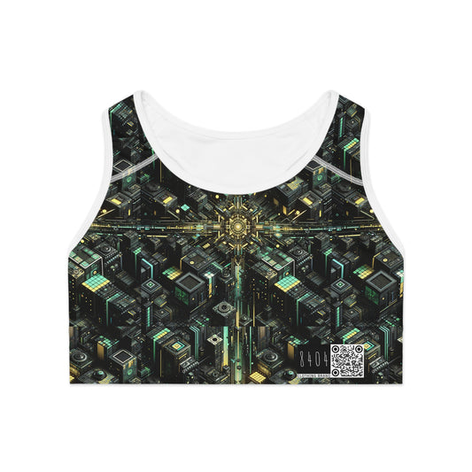 Tech Noir Graphics Tech-Inspired Streetwear Sports Bra - 8404 Design-66