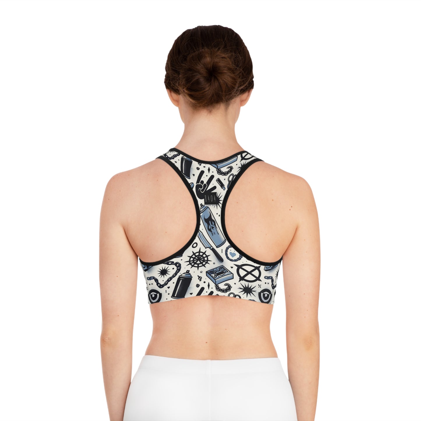 Cultural Rebellion Graphics Edgy and Rebellious With a Hint of Nostalgia Sports Bra - 8404 Design-57