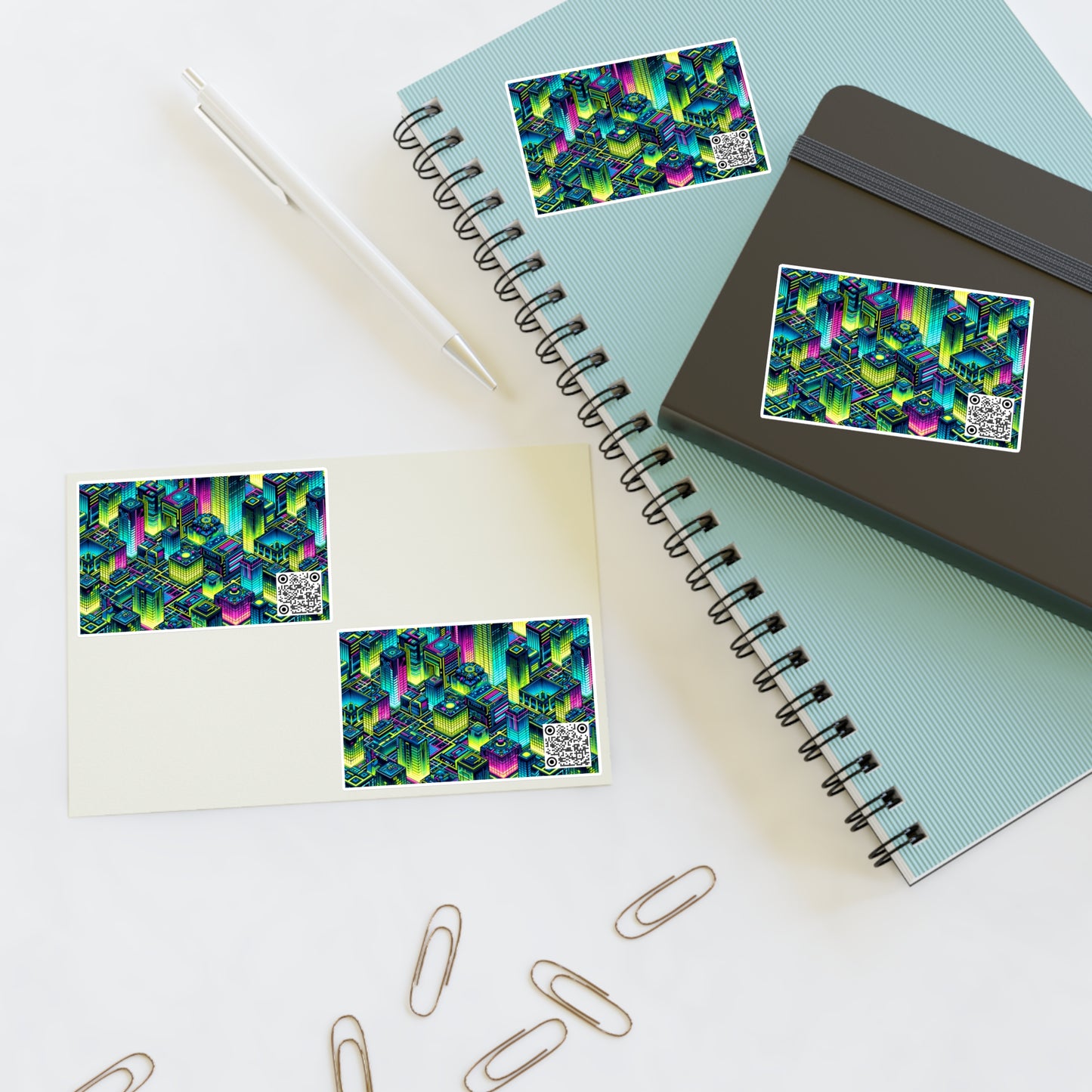 Tech-Infused Neon Tech-Forward Streetwear Sticker Sheets - 8404 Design-65