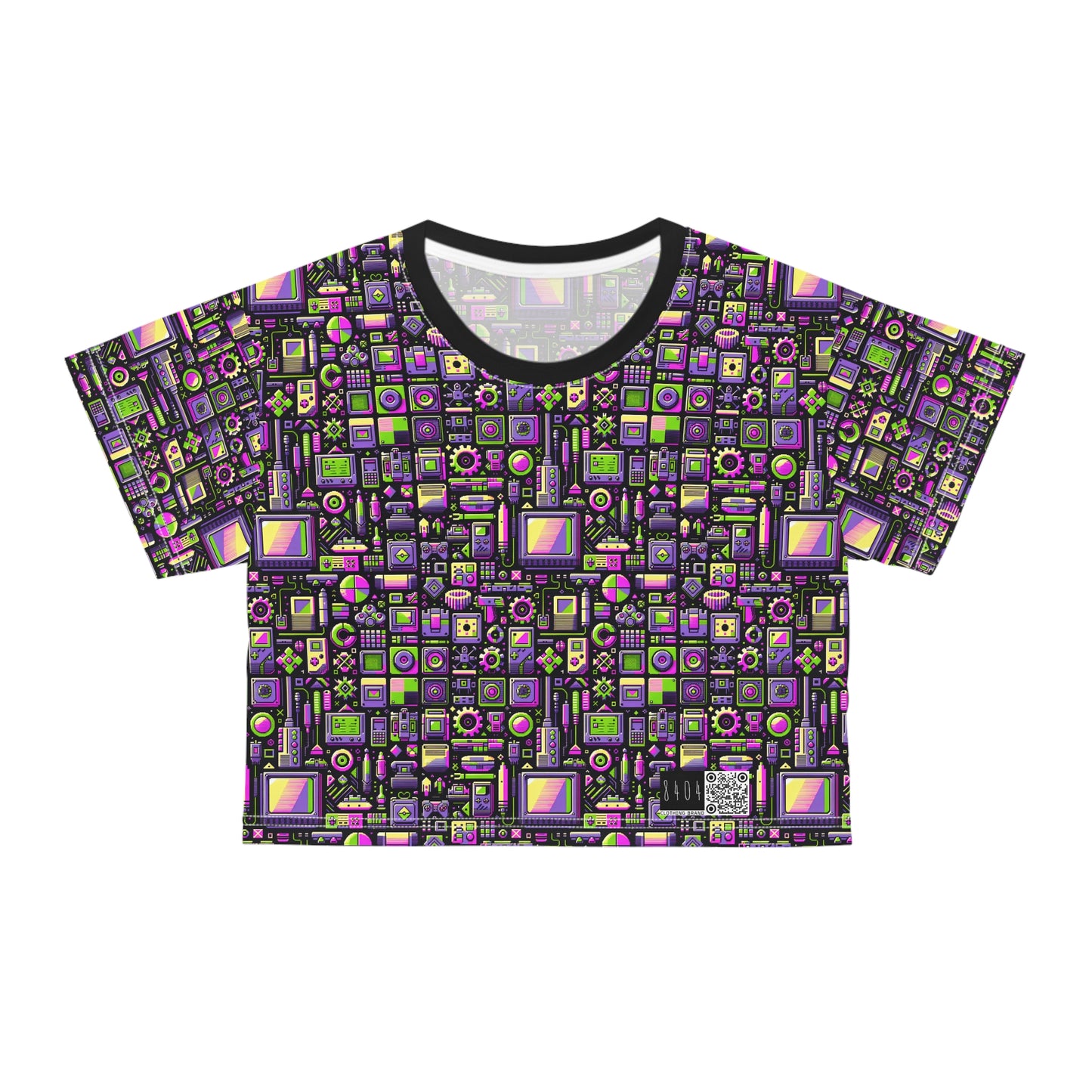 Digital Nostalgia Remix Modern Vintage Fusion Crop Tee - 8404 Design-67