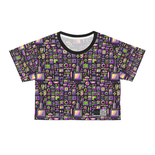 Digital Nostalgia Remix Modern Vintage Fusion Crop Tee - 8404 Design-67