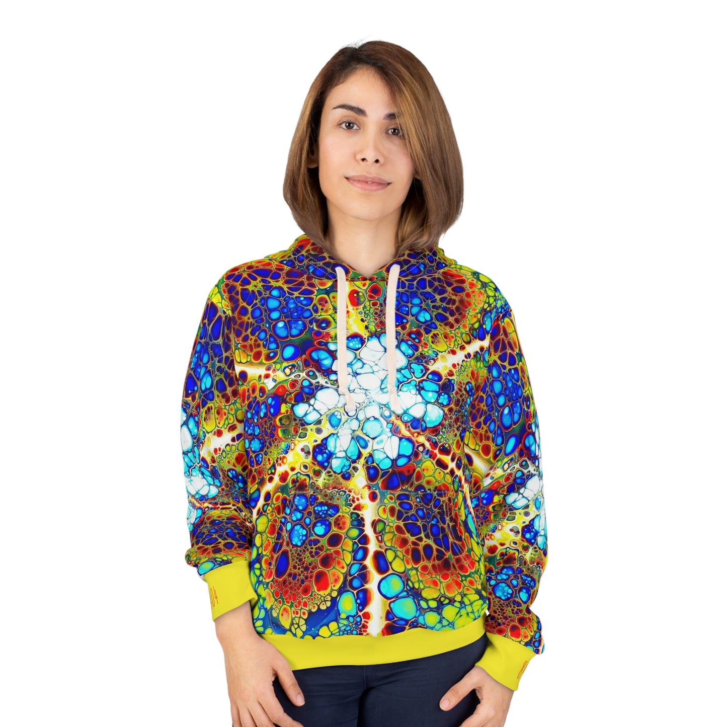 8404's Unisex Adult "fusion Flower in Yellow" Fashion Pullover Hoodie