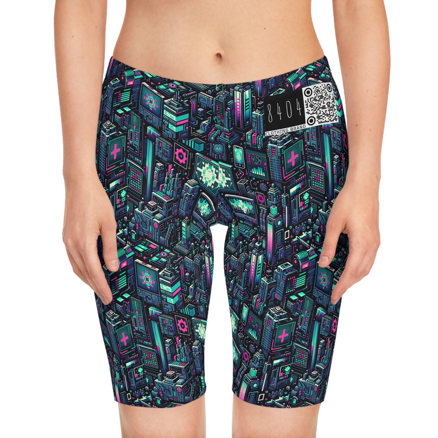 Digital Rebellion Tech-Inspired Streetwear Women's Bike Shorts - 8404 Design-58
