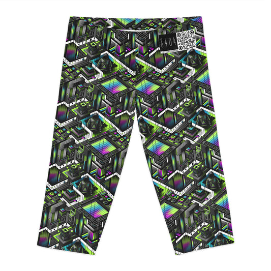 Retro Futurism Graphics Tech-Forward Streetwear Women's Capri Leggings - 8404 Design-52