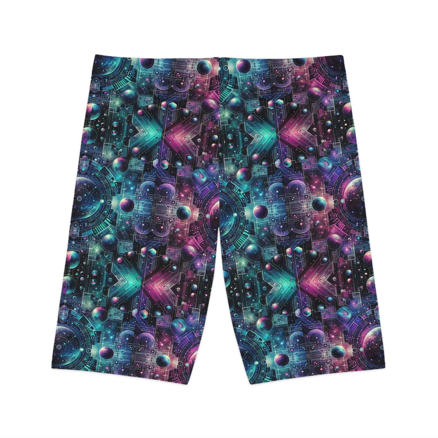 Galactic Hues Tech-Forward Cosmic Fusion Women's Bike Shorts - 8404 Design-59