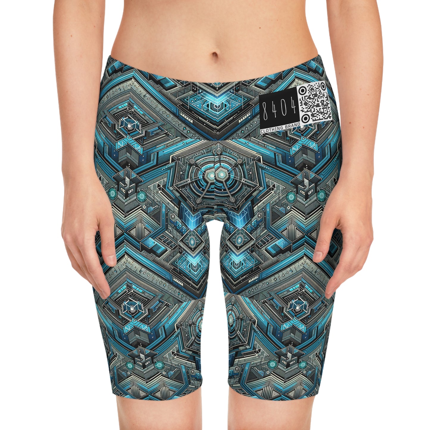 Tech-Infused Futurism Sleek Tech Edge Women's Bike Shorts - 8404 Design-49