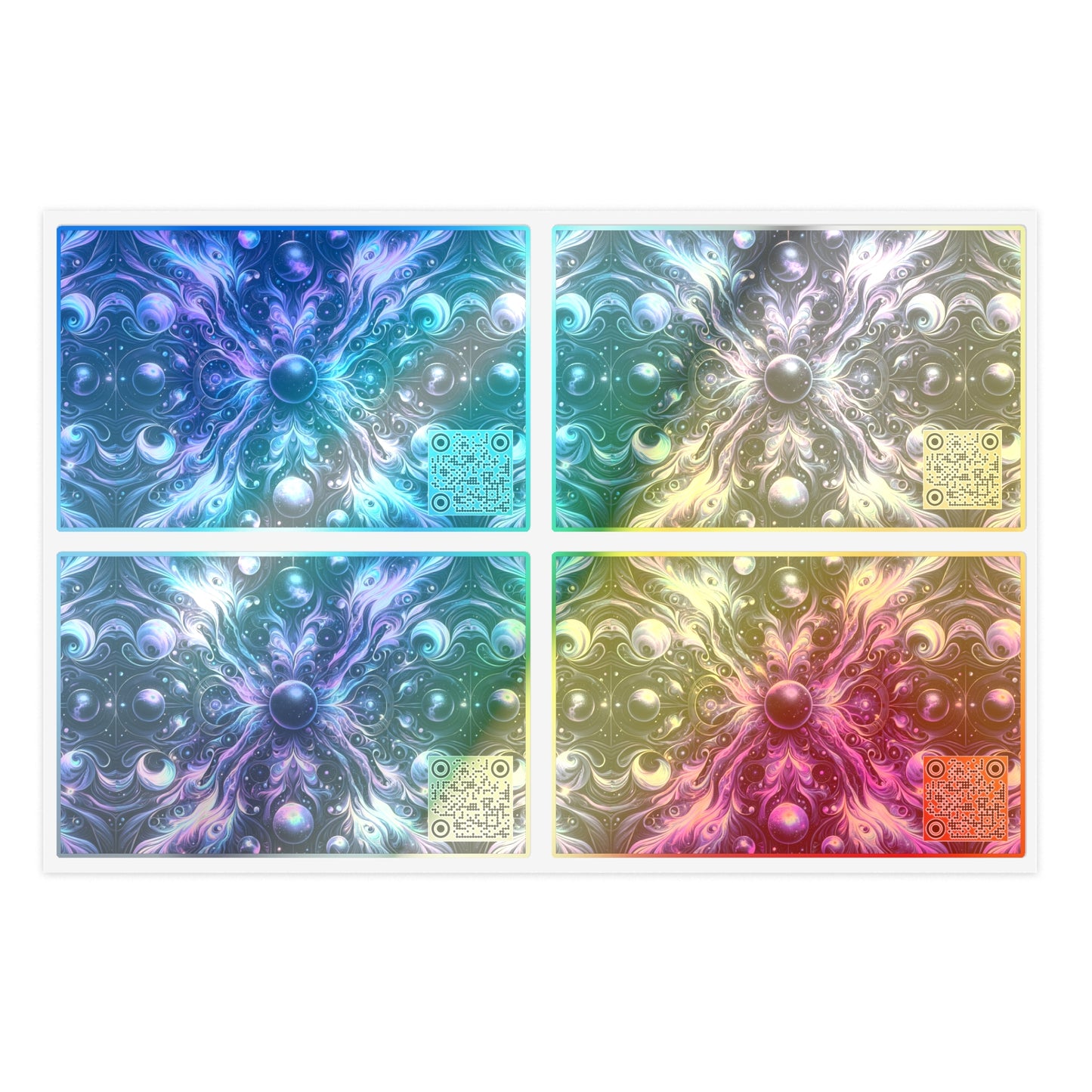 Galactic Hues Tech-Forward Cosmic Fusion Sticker Sheets - 8404 Design-41