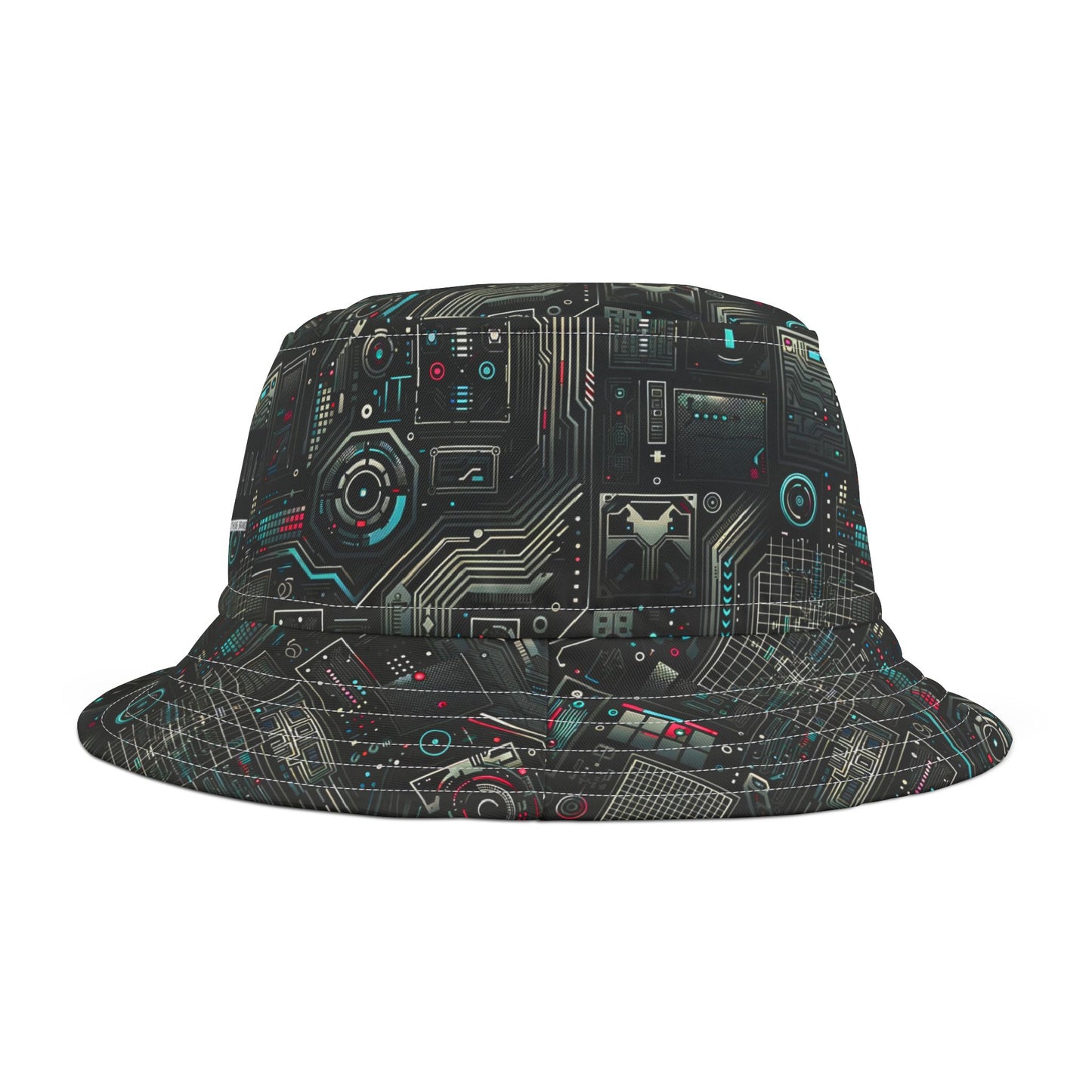 Tech Noir Aesthetics Sleek Tech Streetwear Bucket Hat - 8404 Design-52