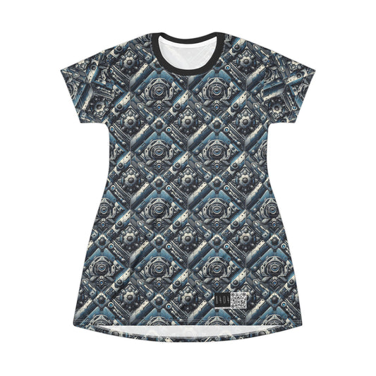 Tech Utility Fusion Tech-Forward Utility With a Futuristic Edge T-Shirt Dress - 8404 Design-43
