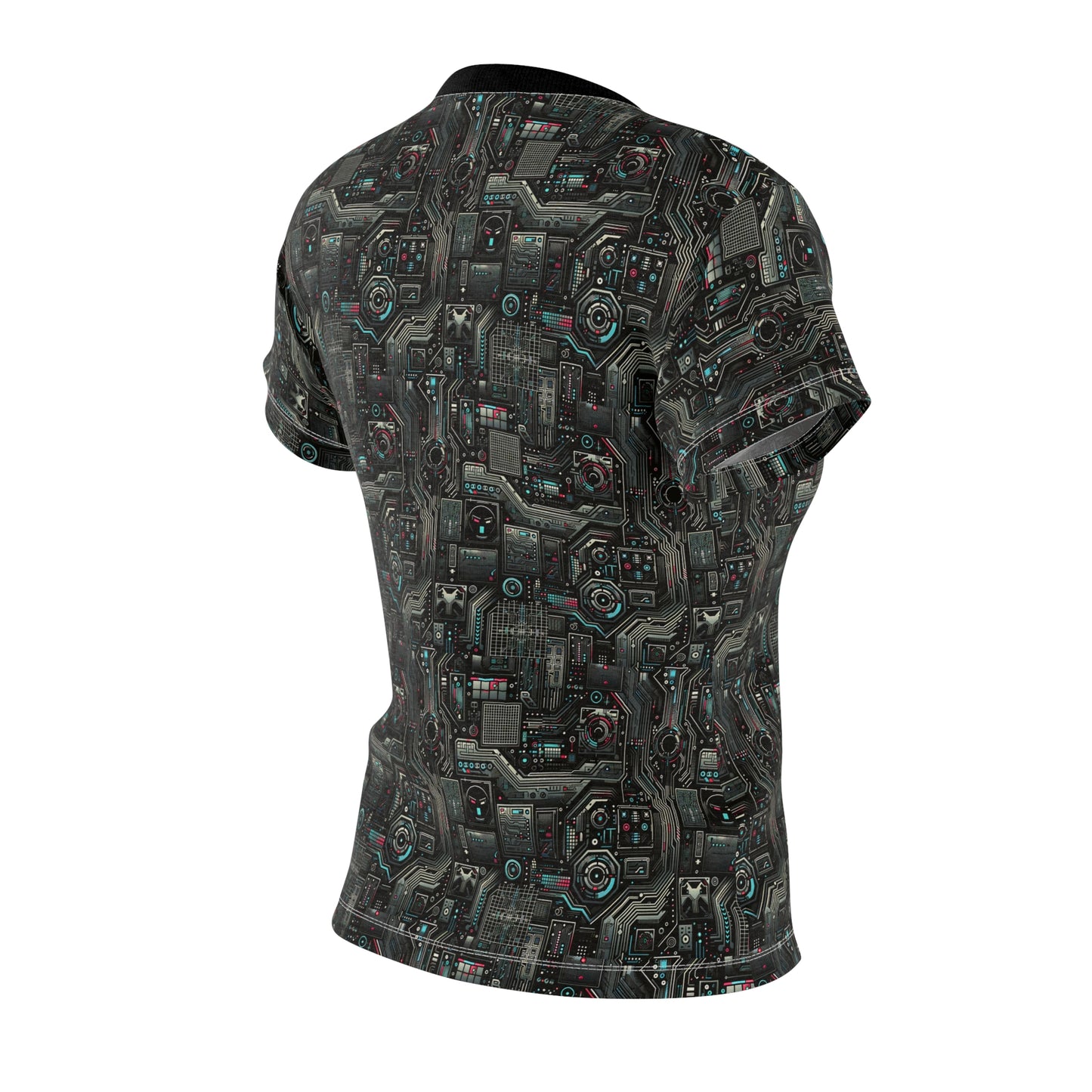 Tech Noir Aesthetics Sleek Tech Streetwear Women's Cut & Sew Tee - 8404 Design-52