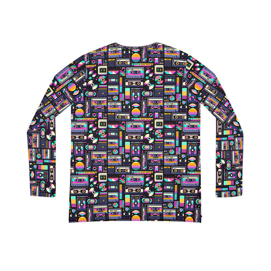 Digital Nostalgia Tech-Inspired Retro Fusion Women's Long Sleeve V-Neck Shirt - 8404 Design-48