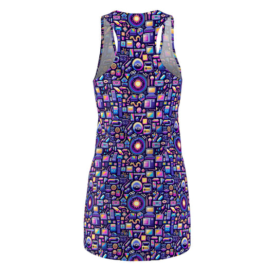 Digital Nostalgia Modern Retro Fusion Women's Cut & Sew Racerback Dress - 8404 Design-64