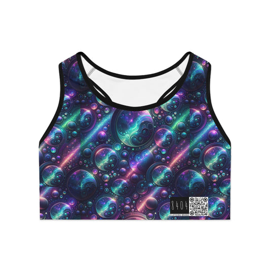 Iridescent Tech Fusion Tech-Forward Streetwear Sports Bra - 8404 Design-51
