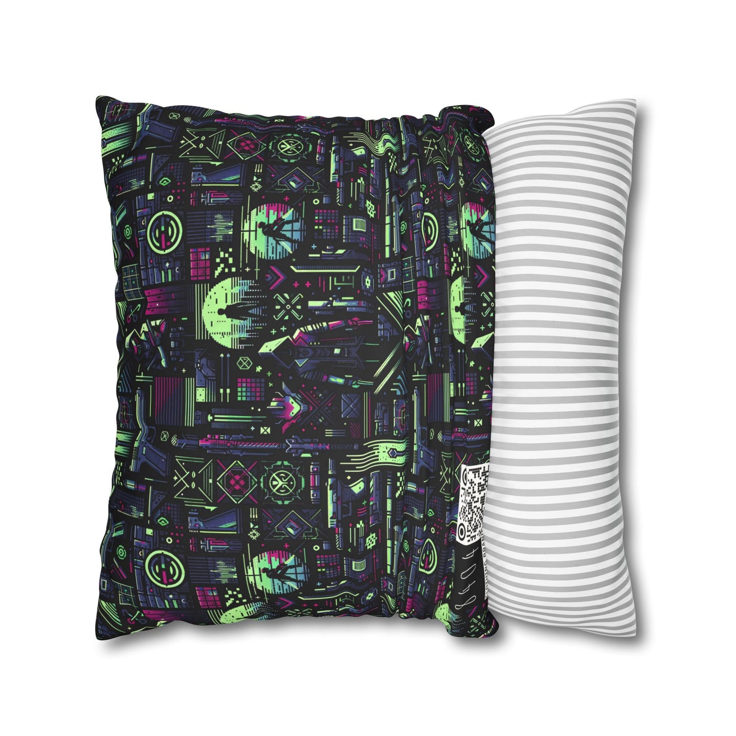 Tech Noir Futuristic Cyberpunk Faux Suede Square Pillowcase - 8404 Design-63