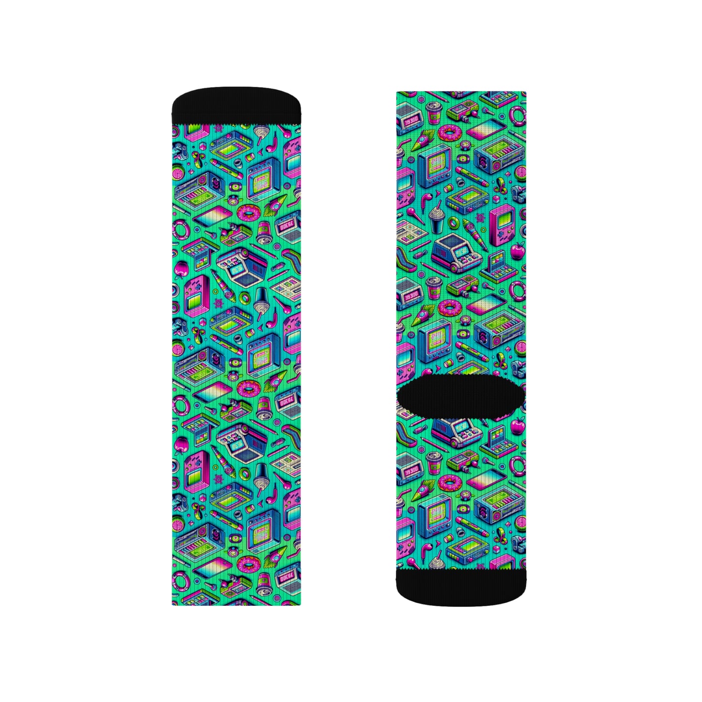Y2k Revival Nostalgic Futurism Sublimation Socks - 8404 Design-48