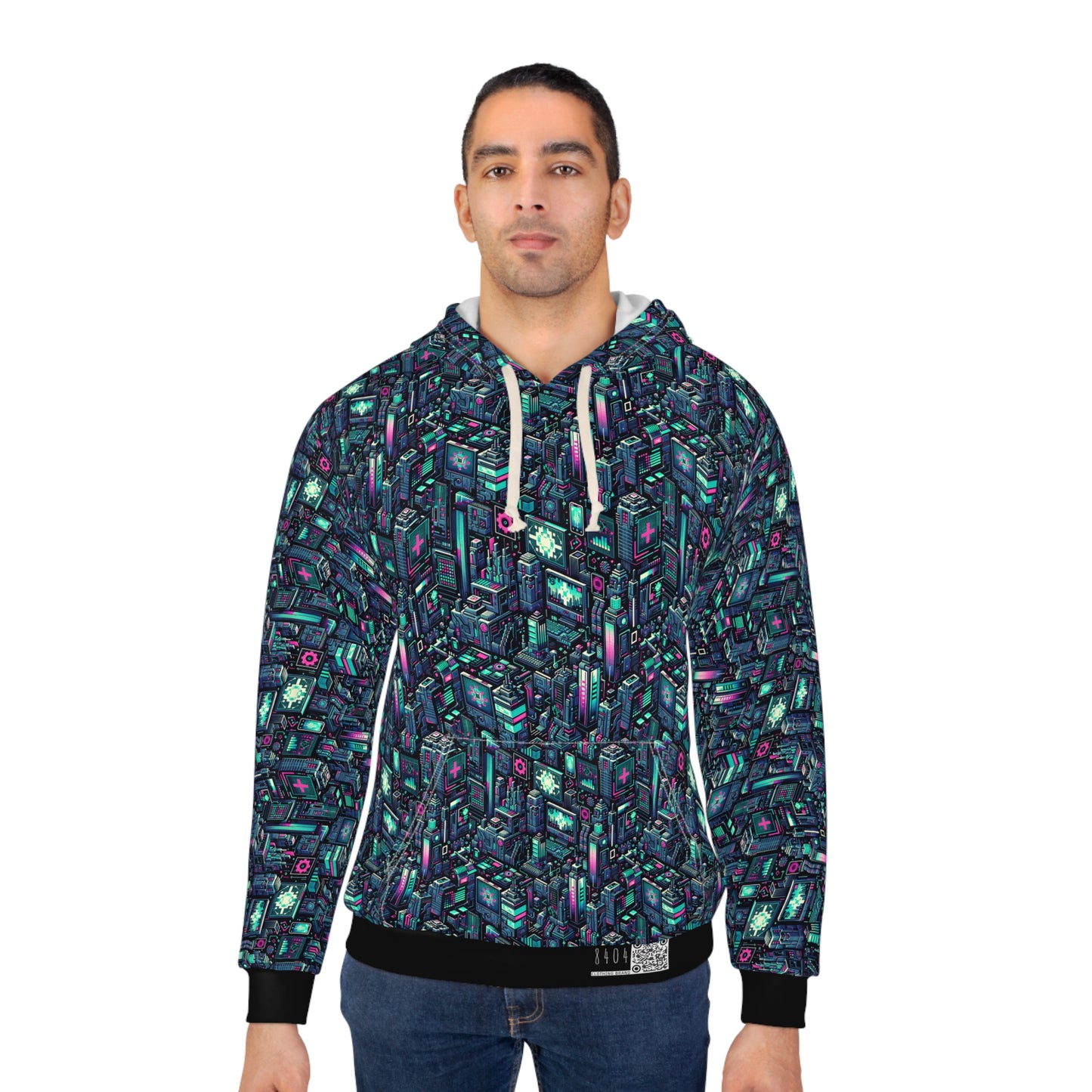Digital Rebellion Tech-Inspired Streetwear Pullover Hoodie - 8404 Design-58