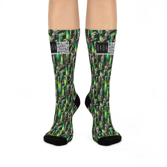 Digital Rebellion Tech-Forward Streetwear Cushioned Crew Socks - 8404 Design-63